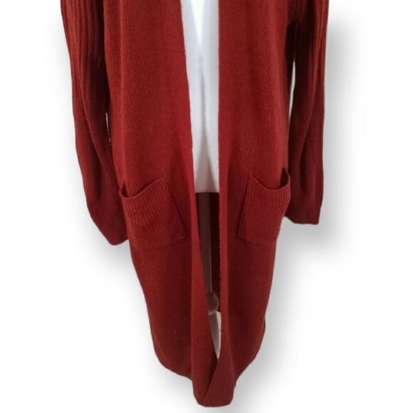 NO BOUNDARIES RUST LACE UP BACK LONG CARDIGAN SZ.XL GUC - Picture 3 of 9